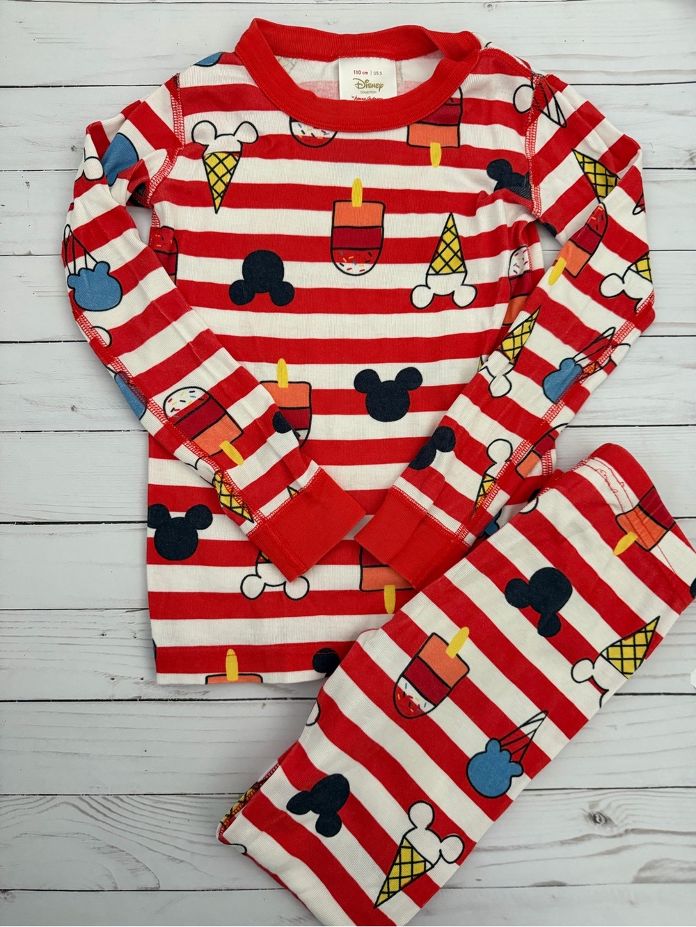 Hanna Andersson Red & White Stripe Mickey Ice Cream Pajama Set